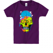 Детская футболка череп хипстер Взрыв мозга