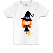 Детская футболка на Хэллоуин с милой ведьмочкой