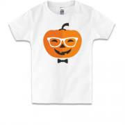 Детская футболка с тыквой хипстером в очках и с бабочкой