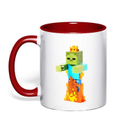 Чашка с героем Minecraft "Горящий Зомби"