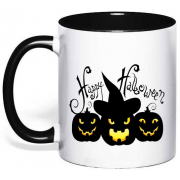 Чашка Happy Halloween "Черные тыквы"