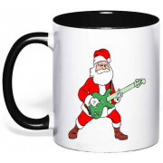 Чашка новогодняя "Дед мороз гитарист"