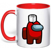 Чашка Among Us красный с туалетной бумагой