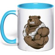 Чашка с принтом "Медведь бодибилдер"