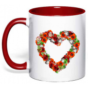 Чашка  "Сердце из красных цветов"