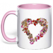 Чашка на подарунок "Серце з квітів і метеликів"