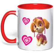 Чашка с принтом щенок "Скай с сердечками"