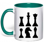 Чашка шахматные фигуры черные