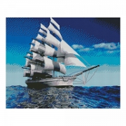 Алмазная картина "Корабль с парусами" на подрамнике