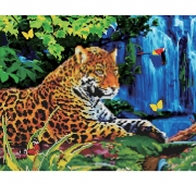 Алмазна картина-розмальовка BRUSHME "Леопард на сторожі"