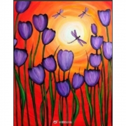 Алмазная мозаика "Фиолетовые тюльпаны" на подрамнике