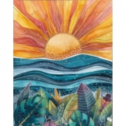 Алмазная мозаика "Оранжевое солнце" с подрамником