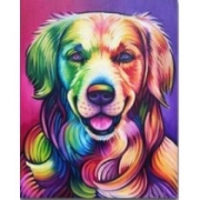 Алмазная мозаика "Радужный пес" на подрамнике