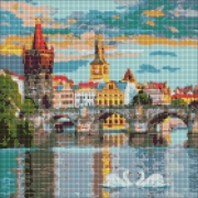 Алмазная мозаика "Вечерняя Прага" на подрамнике.