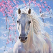 Алмазная мозаика без подрамника "Белый конь"