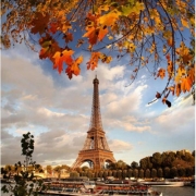 Алмазная мозаика без подрамника "Осень в Париже"