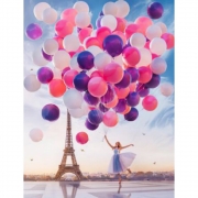 Алмазная мозаика без подрамника "Воздушные шары Парижа"