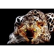 Алмазна мозаїка тварини "Леопард вночі" без рамки
