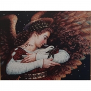 Алмазная мозаика неоновая "Девушка с голубем" без рамки