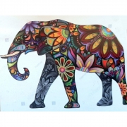 Алмазна мозаїка неонова "Квітковий слон" без підрамника