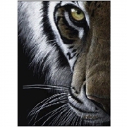 Алмазная мозаика неоновая без рамки "Взгляд тигра"