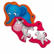 Беби пазлы магнитные Слон и зебра