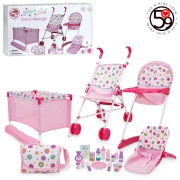 Большой игровой набор для куклы розовый цвет