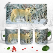 Чашка "Белый волк в лесу"