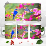 Чашка з 3Д фото Колібрі в квітах