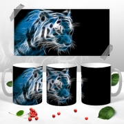 Чашка с 3Д фото серебристый Тигр
