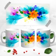 Чашка с 3Д картинкой яркие цветы