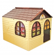 Дитячий будиночок зі шторками жовто-коричневий