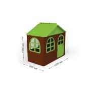 Детский домик со шторками зелёно-коричневый