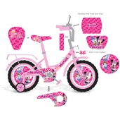 Детский велосипед 12" для девочек со звонком и зеркалом "Minnie"