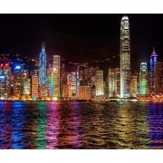 Живопись алмазами на подрамнике "Вечерний Гонконг"