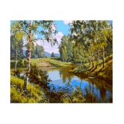 Живопис по номерам "Річка в весняному лісі"