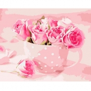 Живопис по номерам "Рожеві троянди в чашці"