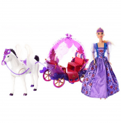 Іграшкова карета з лялькою і конем