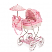 Іграшкова коляска для ляльок в класичному стилі з сумкою і парасолькою