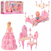 Іграшкові меблі "Спальня" з лялькою і малюком