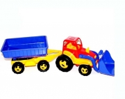 Іграшковий трактор з ковшем і причепом Максимус