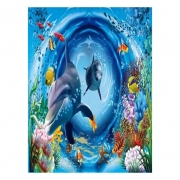 Картина алмазами "Дельфины в море"