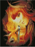 Картина алмазами "Девушка с лисицей"