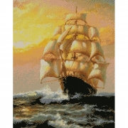 Картина алмазами "Корабль в лучах солнца"