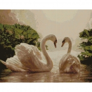 Картина алмазами "Пара лебедів"