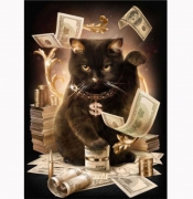 Картина алмазами без підрамника "Грошовий кіт"