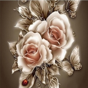 Картина алмазами без подрамника "Ветка с розами"
