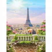 Картина алмазами без рамки "Вид на Париж"