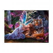 Картина алмазами велика на підрамнику "Лісова фея та тигр"