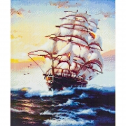 Картина алмазами на холсте с подрамником "Парусный корабль в море"
